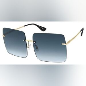 Rimless Square Gradient Sunglasses - Blue Lenses